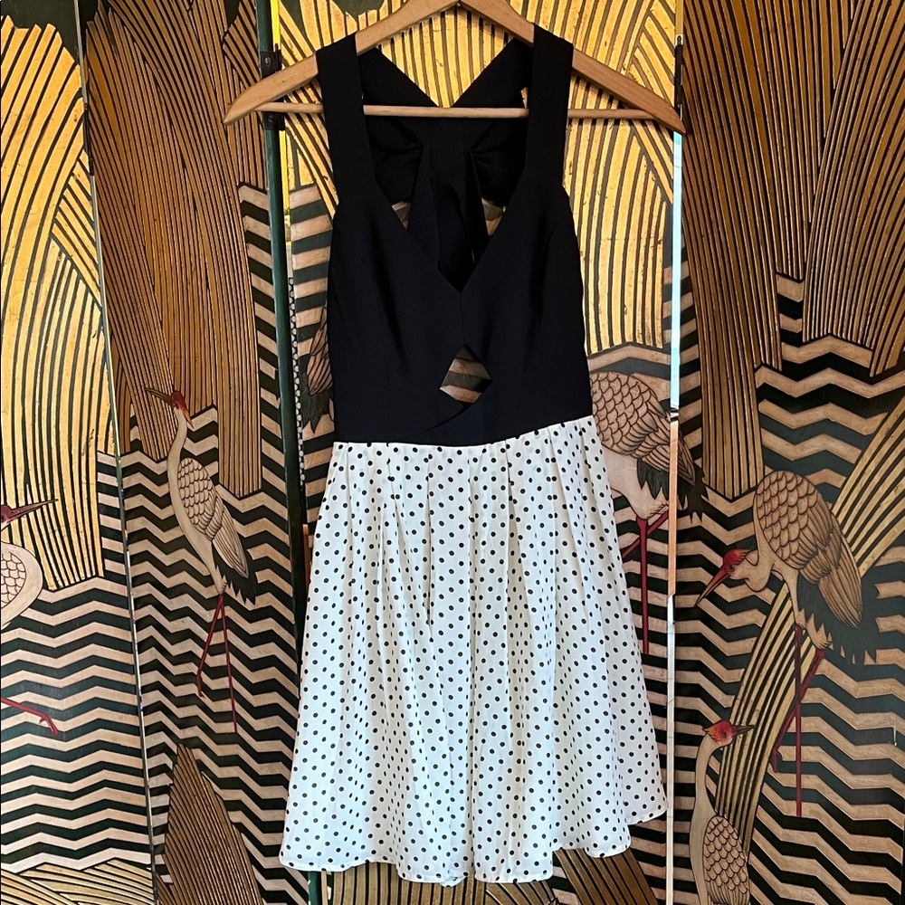 NWT Ark & Co Bow Back Cut outs Polka Dot Halter Dress Small